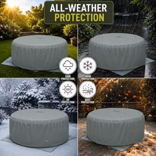 SHATCHI Grey Waterproof and UV-Resistant Hot Tub Cover for 2 Person Mspa, W/D/H: 195 x 100 x 70 cm – 2