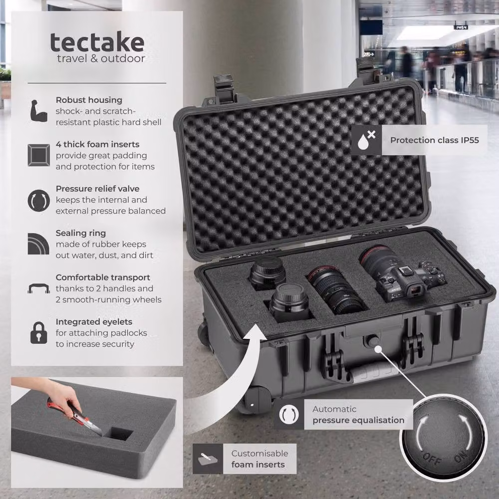 tectake Camera Case in Black, Large – 2