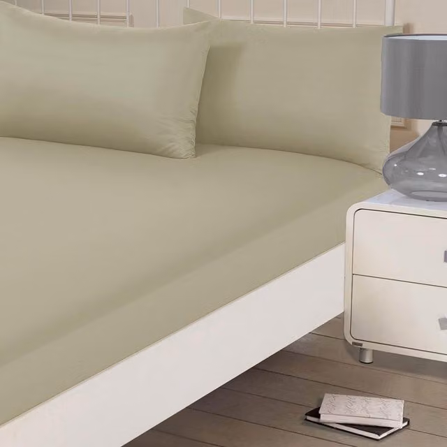 Brentfords Plain Microfibre Fitted Bed Sheet, Green, W/D/H: 90 x 190 cm