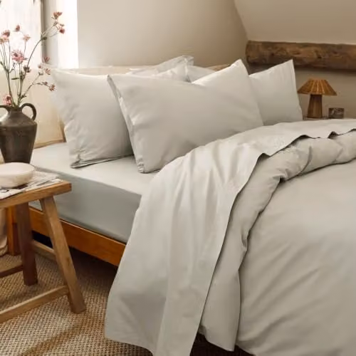 Christy Organic Cotton Percale Flat Sheet in Beige, 200 x 200 cm – 1