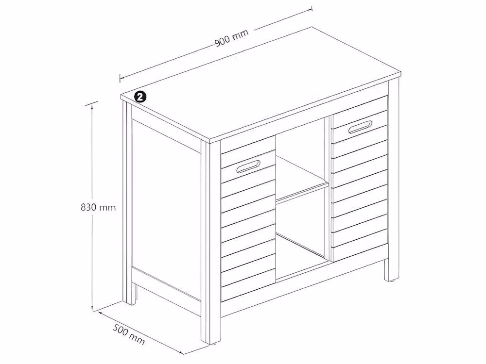 Vente-unique PULUKAN Acacia Wood Bathroom Unit with Single Basin in Walnut, W/D/H: 90 x 50 x 83 cm – 3