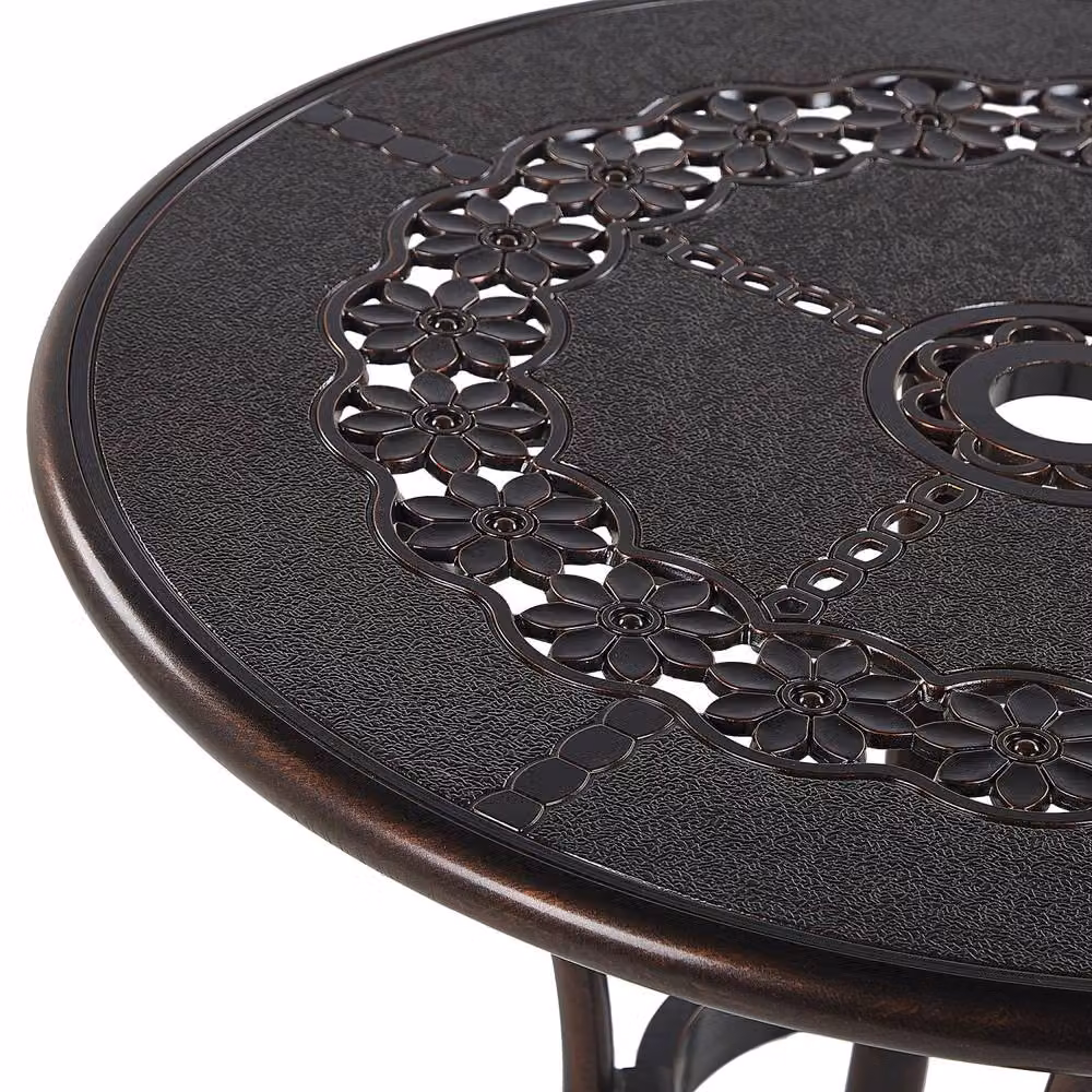 Wyld and Coco Vintage Brown Matt Metal Round Outdoor Bistro Table, Diameter: 65 cm – 3