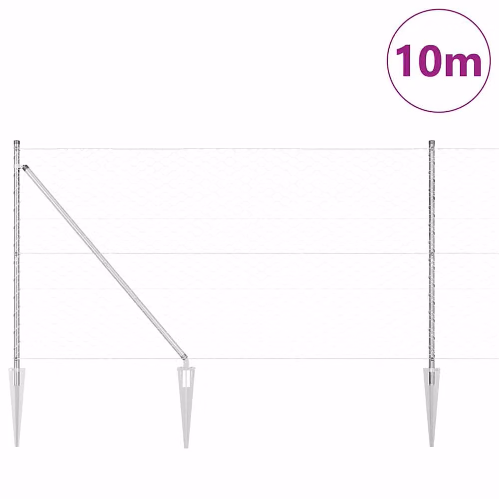 Berkfield Home Hexagon Fence 1, Galvanised Steel in Silver/Grey, W/D/H: 120 x 120 x 200 cm – 2