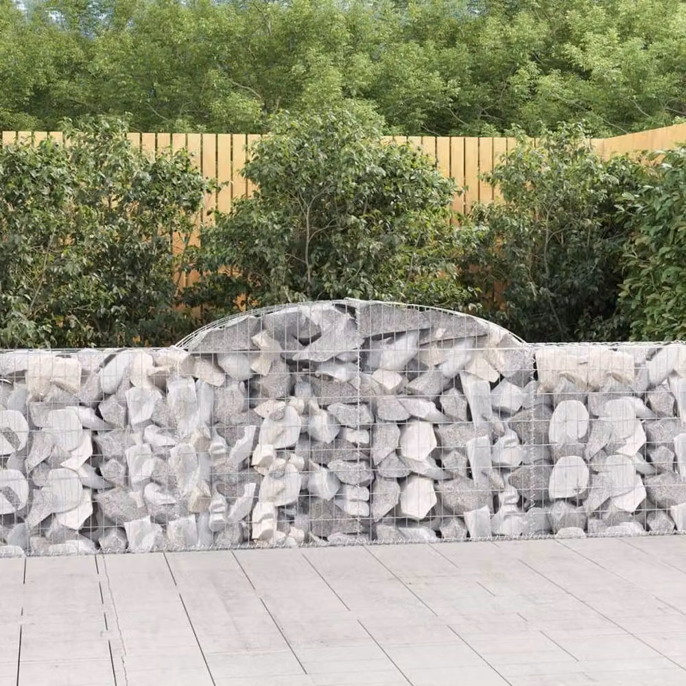 Berkfield Home Arched Gabion Basket in Silver Galvanised Steel, W: 300 cm, D: 30 cm, H: 80-100 cm – 2