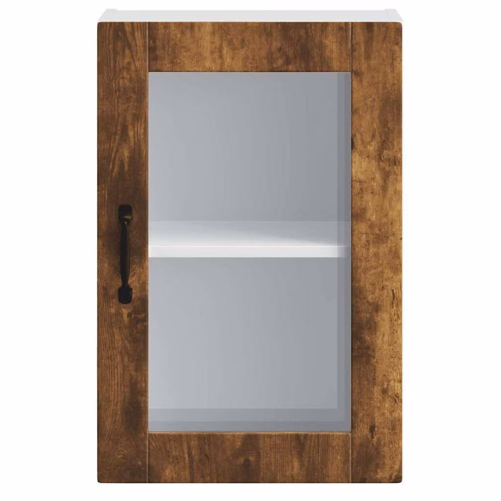 Berkfield Home Porto Smoked Oak Kitchen Wall Cabinet with Glass Doors in Brown – 4