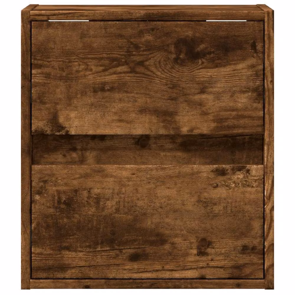 Berkfield Home Set of 2 Wall-mounted Bedside Cabinets with Integrated LED Lights in Smoked Oak Brown – 3