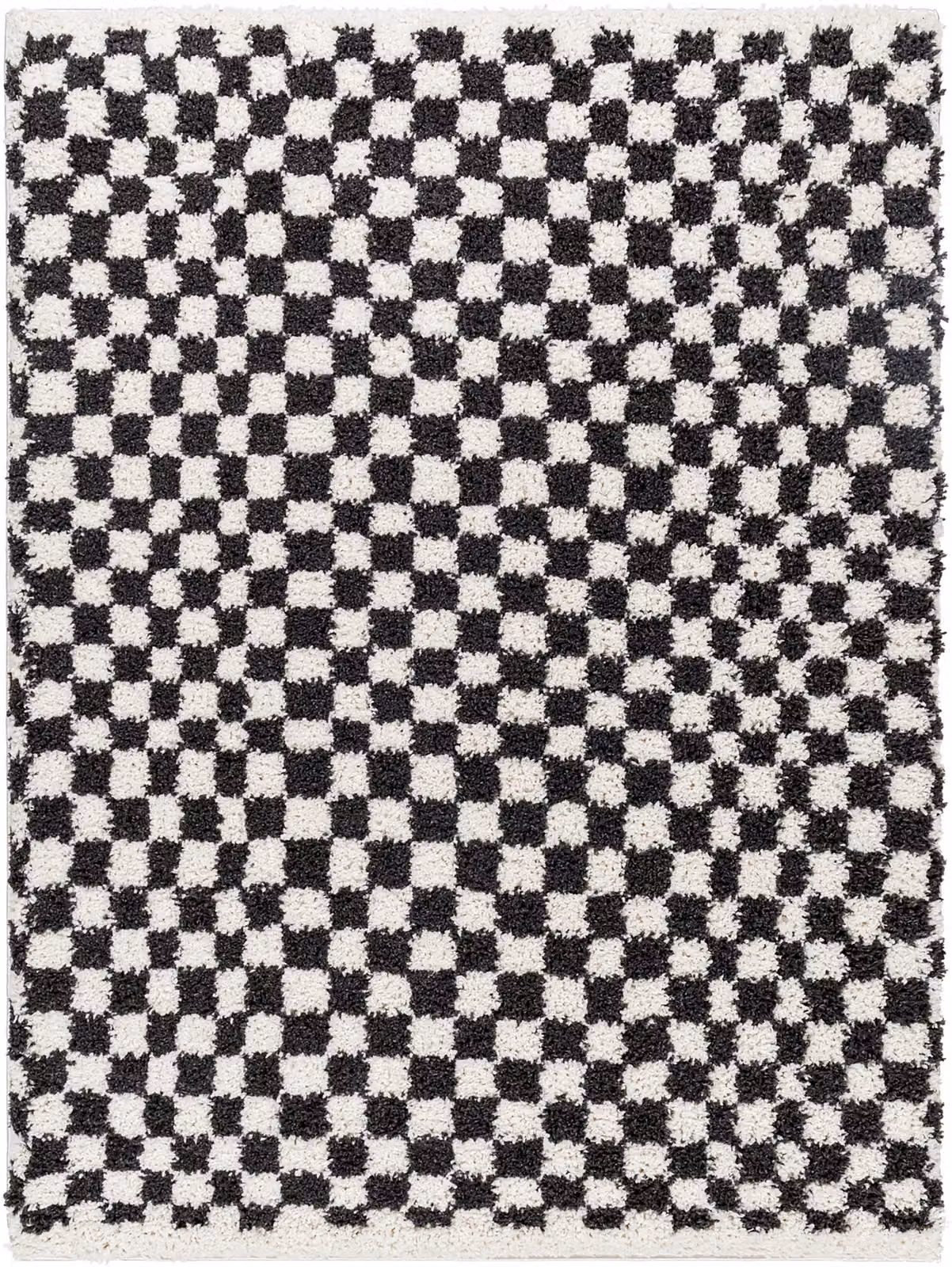 Livabliss Birmingham Checkerboard Soft Plush Pile Shaggy Living Rug in Black, Grey and Brown, W: 200 cm, D: 275 cm – 2