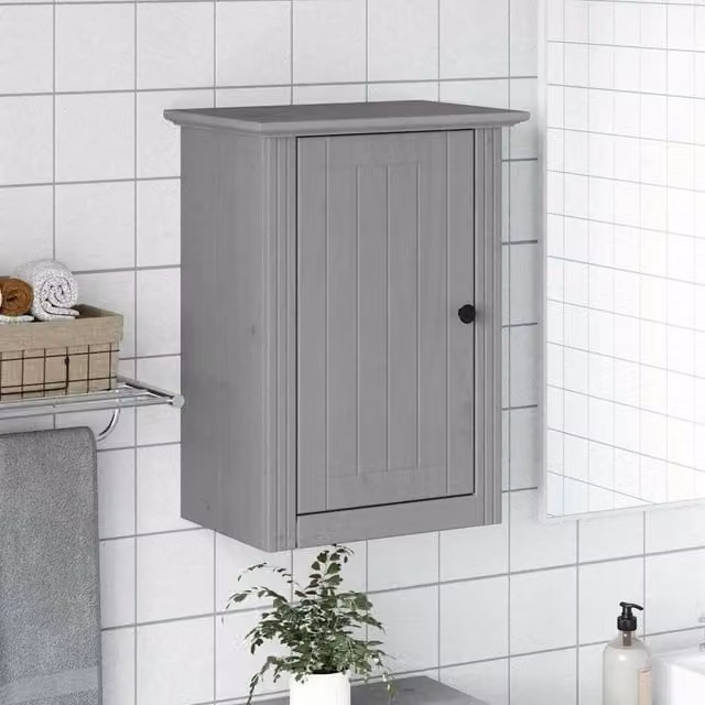 Berkfield Home BODO Grey Wall Mounted Bathroom Cabinet with Hinged Doors, W/D/H: 44 x 30 x 60 cm – 1