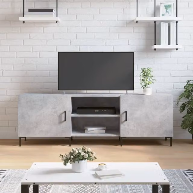 Berkfield Home Industrial TV Cabinet in Concrete Grey, W/D/H: 150 x 30 x 50 cm – 1
