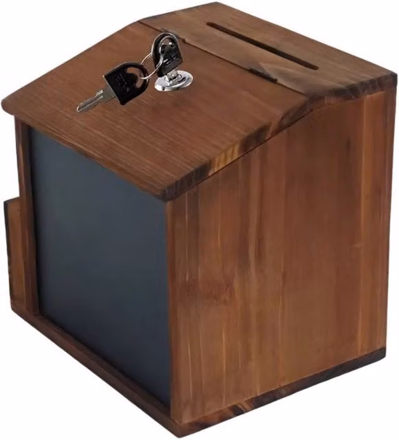 VOGREX Wall Mount Wooden Lockable Suggestion Box in Brown – 1