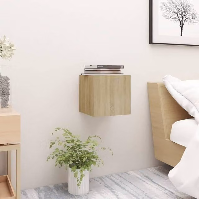 Berkfield Home Set of 2 Sonoma Oak Bedside Cabinets in Light Tan, W/D/H: 30.5 x 30.5 x 30 cm – 1