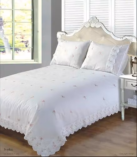 Rapport Home Sophie Floral Polycotton Single Duvet Cover Set in White with 1 Pillowcase, W/D/H: 135 x 200 cm