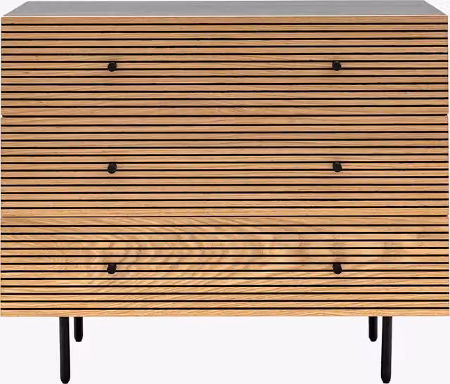 Perch & Parrow Furrow Modern Brown Wood Striped Chest of Drawers