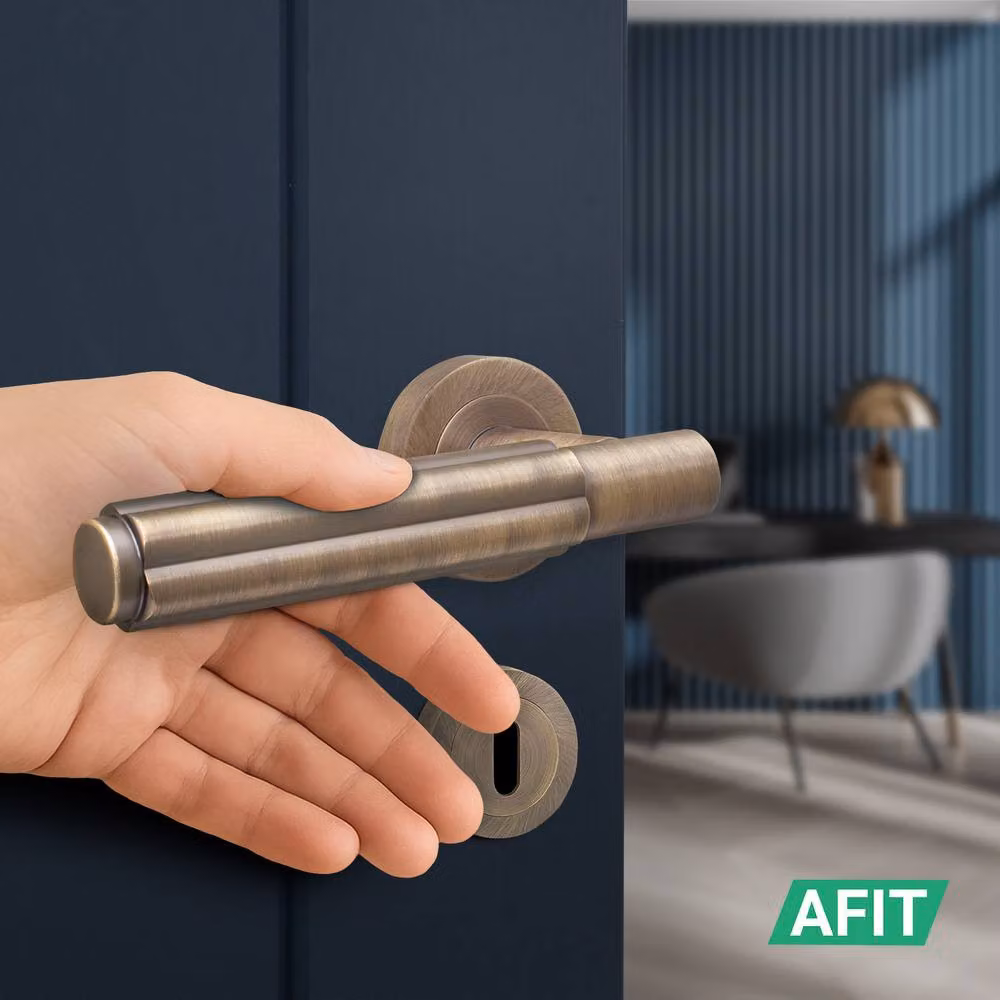 AFIT Antique Brass Fire Door Handle and Key Lock Set with Hinges in Bronze, 150 x 150 mm – 5