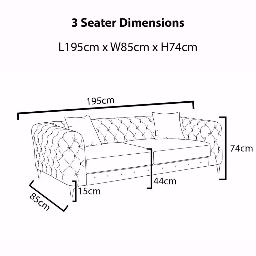 Sofaya Monaco Chesterfield Velvet Sofa Set with 3 Seater and 2 Seater Couches in Beige – 2