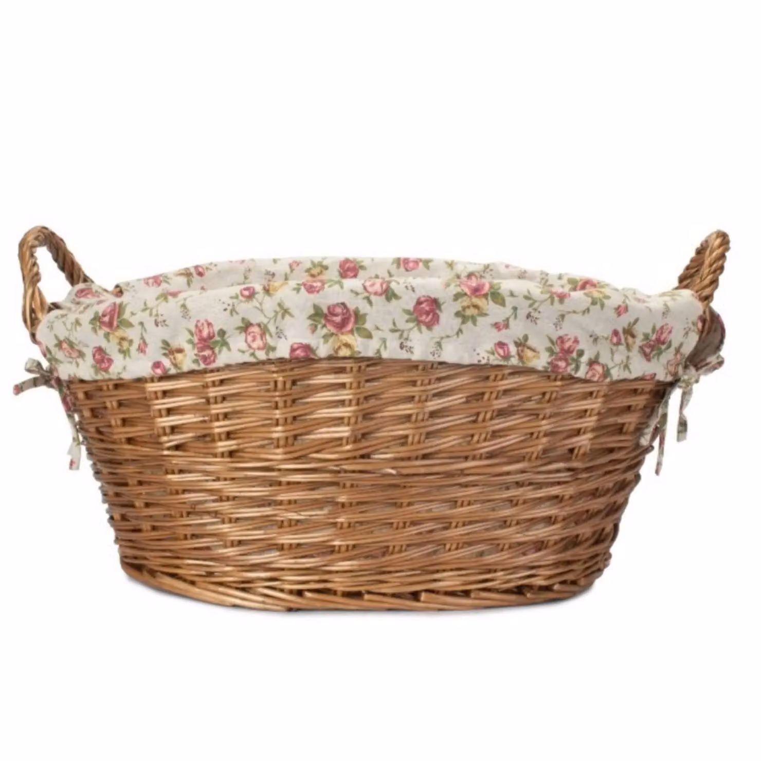 Red Hamper Round Wicker Laundry Basket with Cotton Lining in Natural – 2