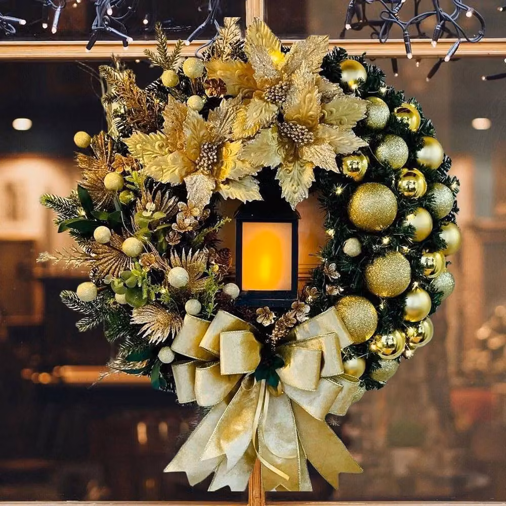 FLAVORA Large Multicolour Christmas Lighting Wreath with Warm White Lights, Diameter: 100 cm, Width: 15 cm – 3