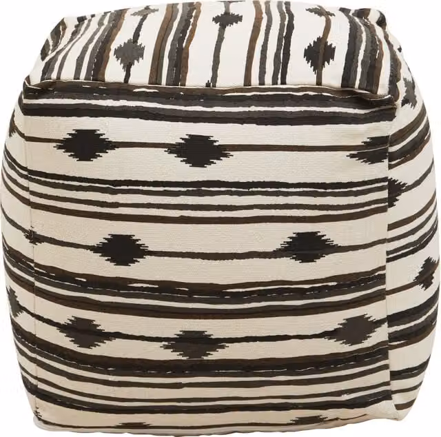 Orsina Cefena Square Pouffe in Black and White Geometric Cotton Fabric