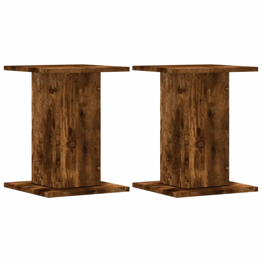 Berkfield Home Set of 2 Rustic Smoked Oak Plant Stands in Brown, W/D/H: 30 x 30 x 40 cm – 2