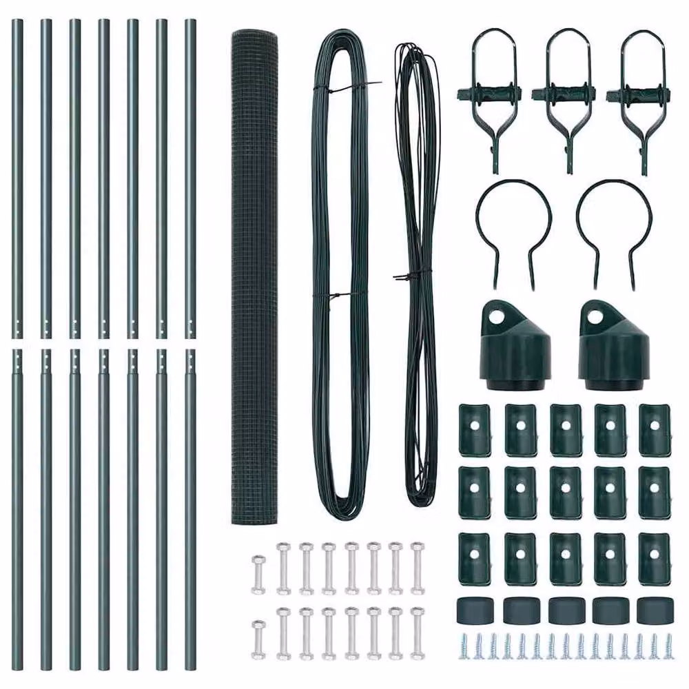 Berkfield Home Green Steel Welded Wire Fence with 7 Posts, 1.6 x 10 m – 5