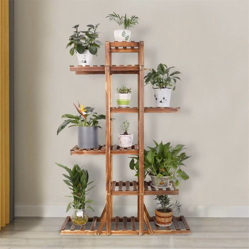 Havendro 6-Tier Brown Wooden Plant Stand Garden Rack, H 131.0 x W 30.0 x D 25.0 cm – 3