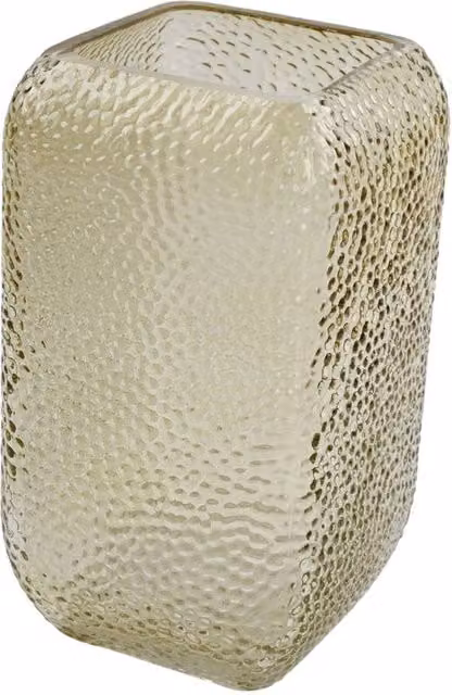 Four Candle Modern Dimpled Square Glass Tabletop Vase in Brown, H 11.0 cm x W 20.0 cm x D 4.0 cm