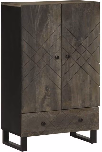 Berkfield Home Black Mango Wood Highboard W/D/H: 60 x 33 x 100 cm