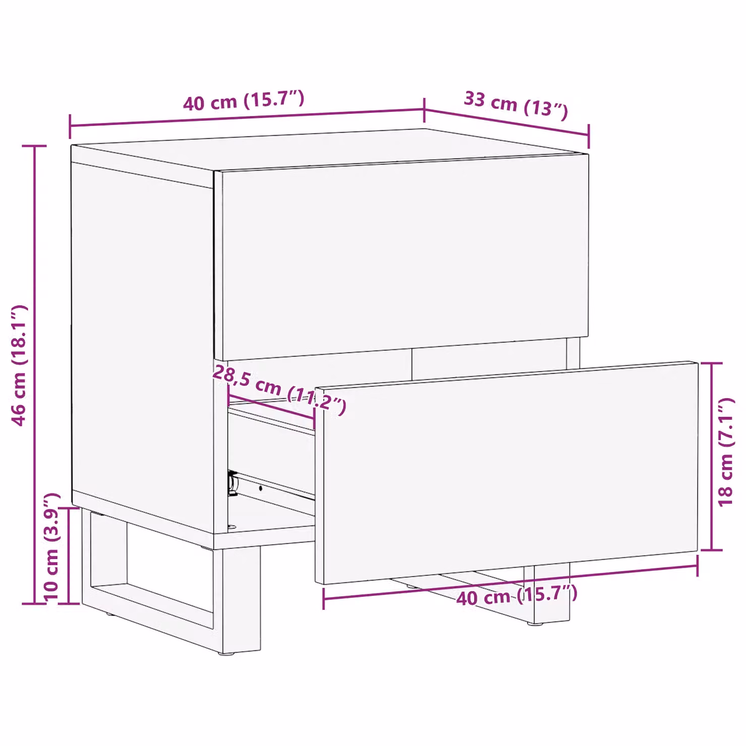 Berkfield Home Industrial Bedside Table with Drawer in White and Black, W/D/H: 40 x 33.5 x 46 cm – 9
