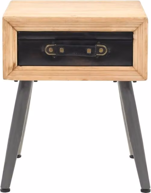 Berkfield Home Solid Fir Wood Bedside Table in Brown, W/D/H: 43 x 38 x 50 cm – 1