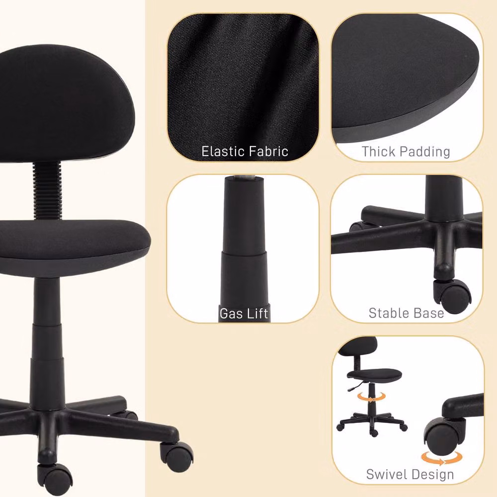 STILVORA Adjustable Black Fabric Task Chair with Headrest and Castors, W/D/H: 60.0 x 60.0 x 120.0 cm – 6