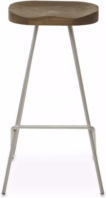 Orsina Modern Metal and Wood Bar Stool in Beige and Silver, H 78 x W 44 x D 44 cm