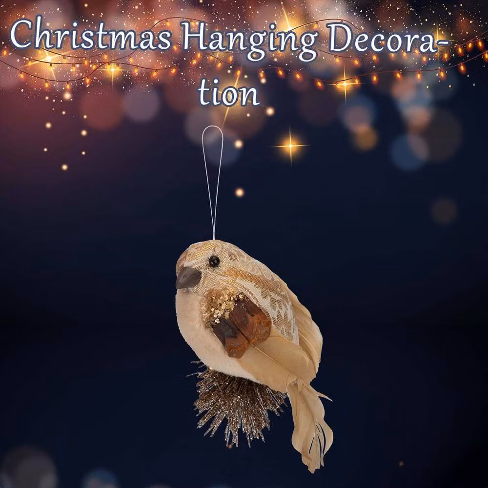 VFM e-Store Gold Christmas Bird Hanging Decoration, W: 15 cm, D: 8 cm – 2