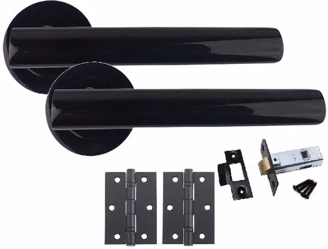 Golden Grace Metallic T-Bar Door Handle on Rose in Black, 5 Set