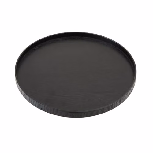 Premier Housewares Large Black Solid Fir Wood Circular Decorative Tray, W/D/H: 33 x 33 x 2 cm