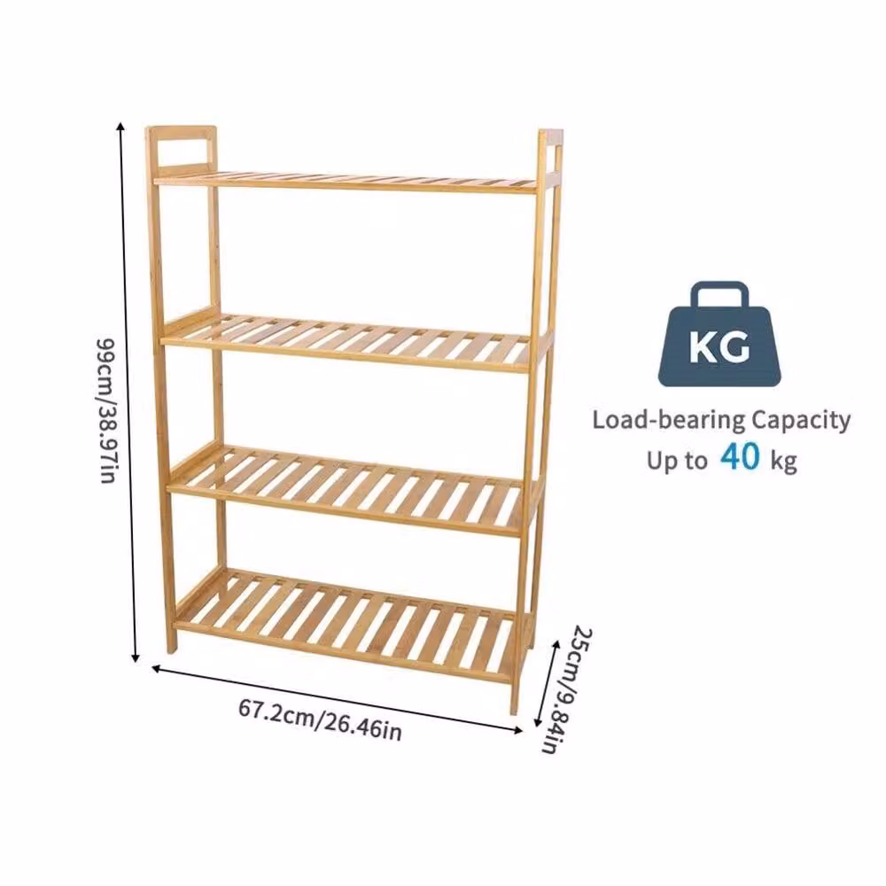 Kelvenix 4 Tier Bamboo Kitchen Storage Rack in Brown with Adjustable Shelves – 2