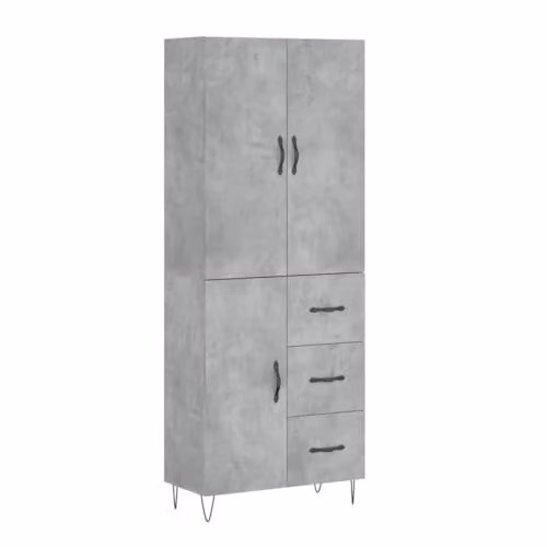 vidaXL Industrial Highboard in Grey with Internal Shelves and Drawers, W/D/H: 69.5 x 34 x 180 cm – 1