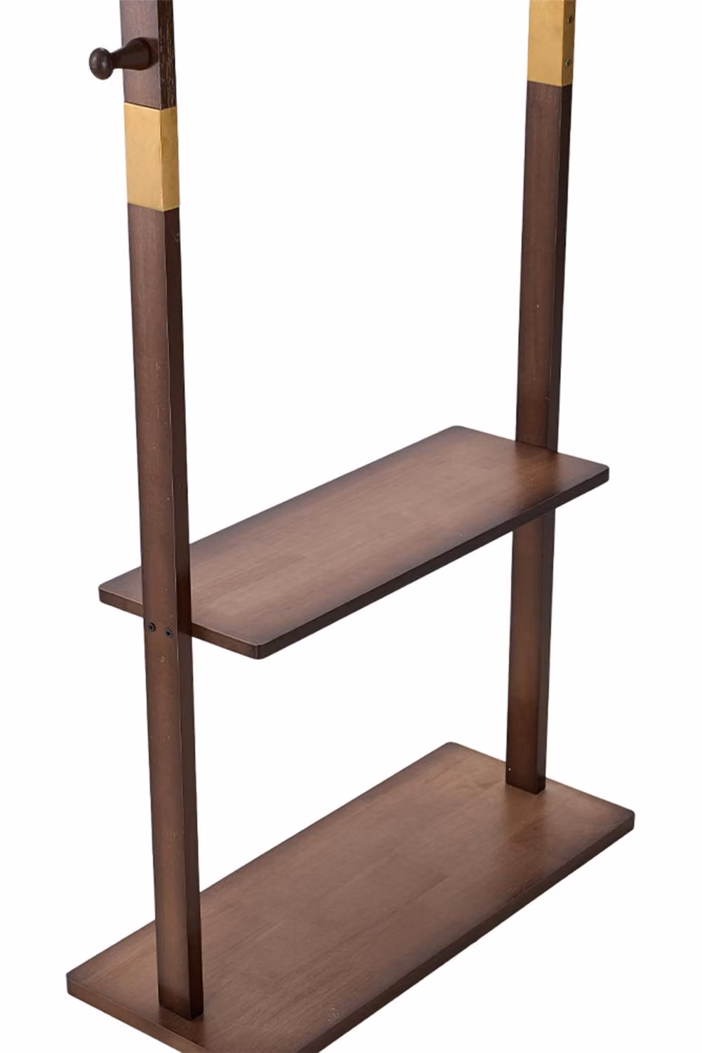 Living and Home Freestanding Wooden Clothes Rack with Dual Hook and Rail Matrix in Walnut Brown – 2