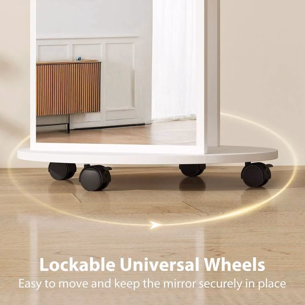PAWNORA 2-in-1 Full Length Mirror with Shelves in White – 2