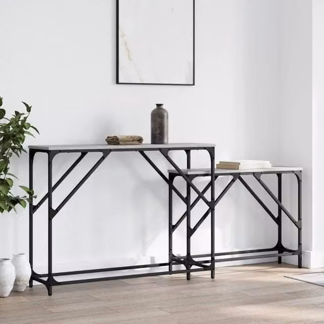 Berkfield Home Nesting Console Tables, 2 Piece Set in Grey Sonoma Engineered Wood