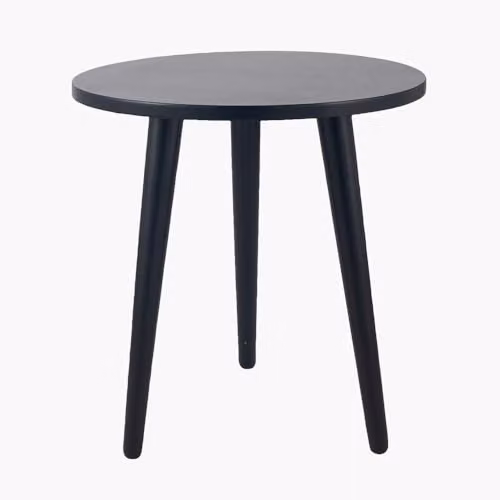 Pacific Lifestyle Round Wooden Tripod Side Table in Black, W: 40 cm, D: 40 cm, H: 41 cm