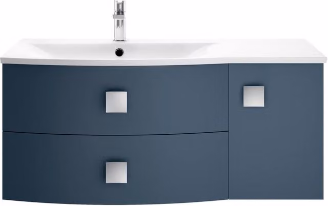 Balterley Gentleshaw Left-Hand 1 Door 2 Drawer Vanity Basin Unit, Blue, Width: 100 cm