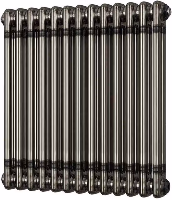UK Radiators Alpha Raw Metal 2 Column Horizontal Traditional Cast-Iron Style Radiator in Silver, W: 59.2 cm, H: 60 cm
