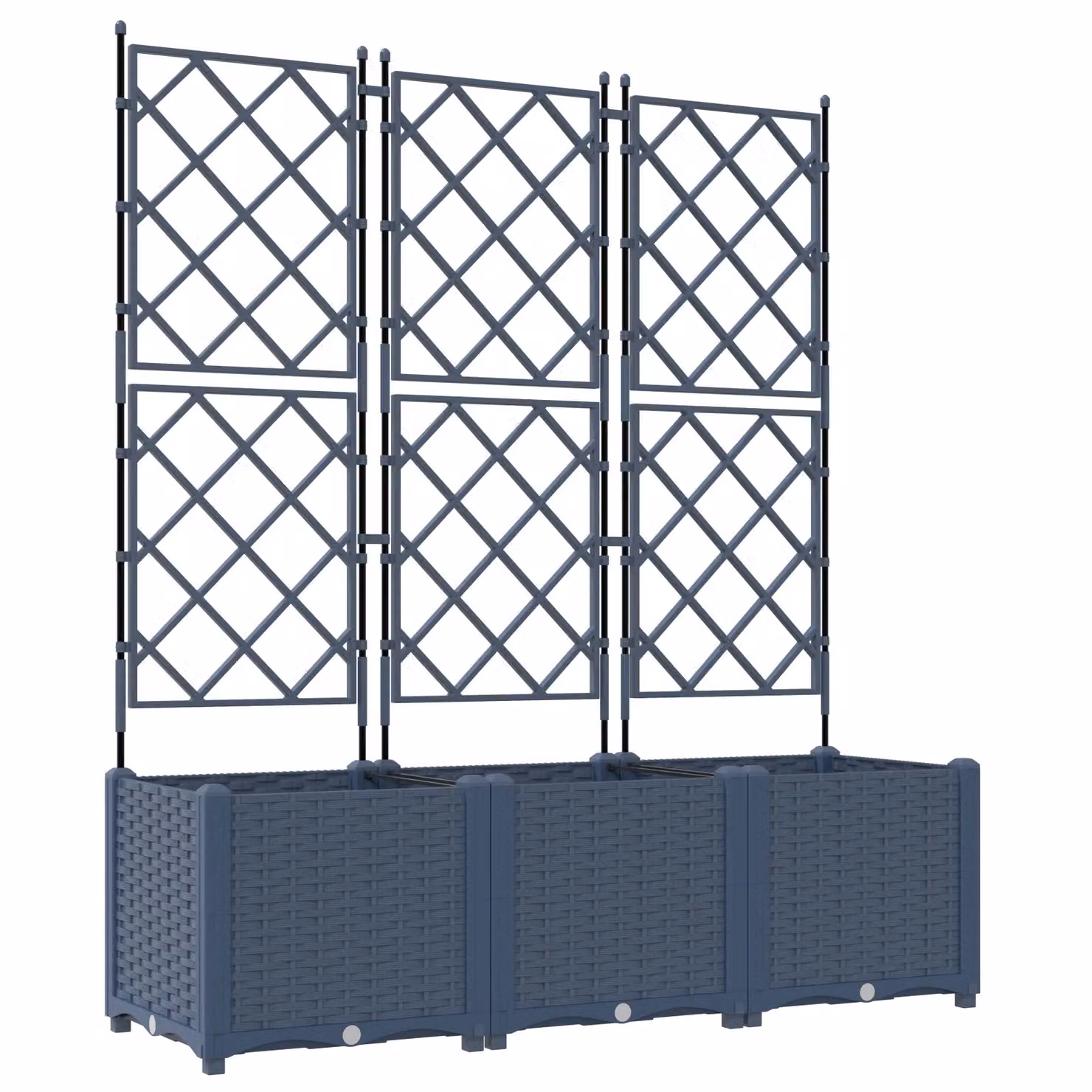 Berkfield Home Garden Planter with Trellis, 3 Piece Set, Grey, W: 120 cm, D: 40 cm, H: 143 cm – 2