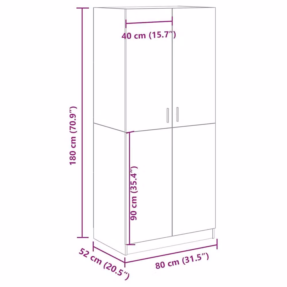 Berkfield Home Old Wood Wardrobe in Brown, W/D/H: 80 x 52 x 180 cm – 5