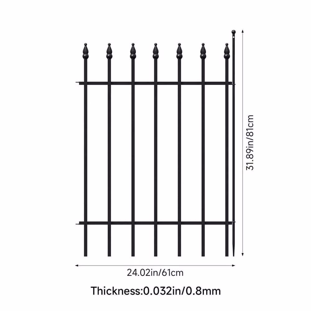 KORVIXA Black Powder-Coated Metal Decorative Garden Fencing Panel, W: 100 cm x H: 100 cm – 1
