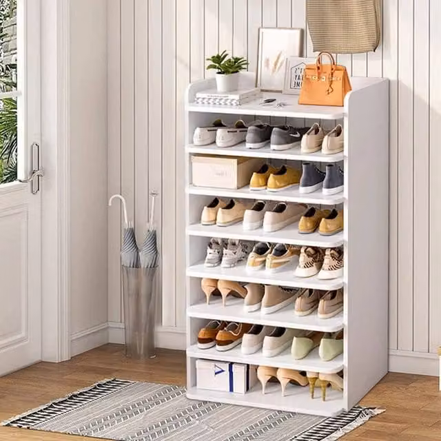 KORVIXA Large Capacity Standing Shoe Storage Shelves, White, W/D/H: 100 x 100 x 100 cm