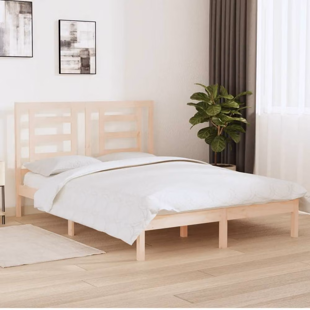 Berkfield Home Beautiful Solid Wood Pine Bed Frame in Natural – 2