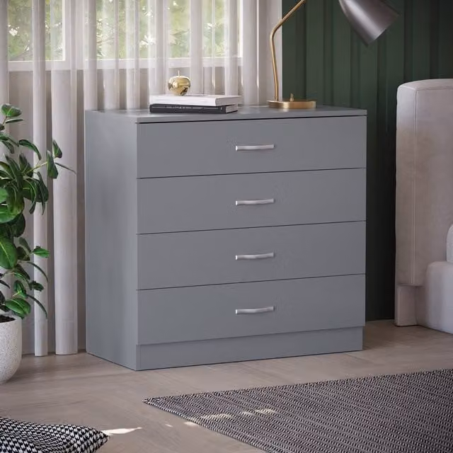 Vida Designs Riano 4 Drawer Chest of Drawers in Grey