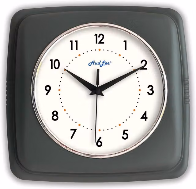 Audlee Retro Analog Square Wall Clock in Grey and Yellow