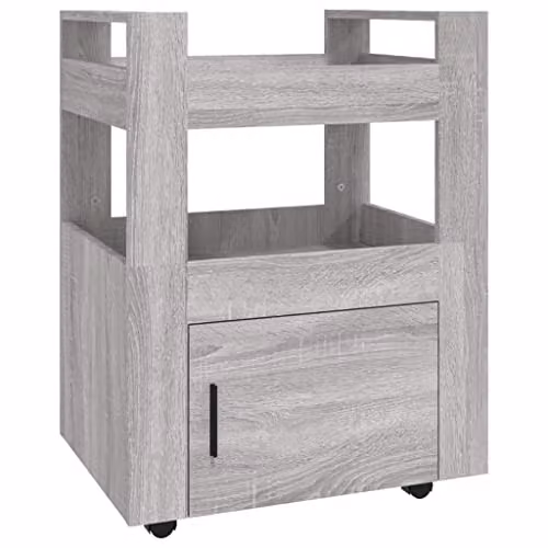 vidaXL Grey Sonoma Kitchen Trolley with Castors, W/D/H: 60 x 45 x 80 cm